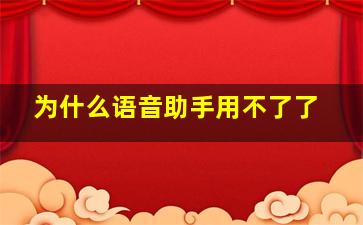 为什么语音助手用不了了