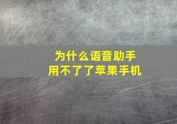 为什么语音助手用不了了苹果手机