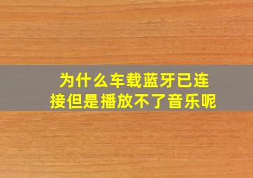 为什么车载蓝牙已连接但是播放不了音乐呢