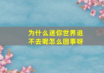 为什么迷你世界进不去呢怎么回事呀