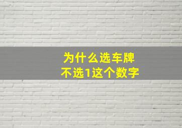 为什么选车牌不选1这个数字