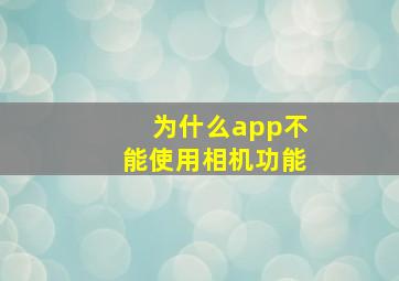 为什么app不能使用相机功能