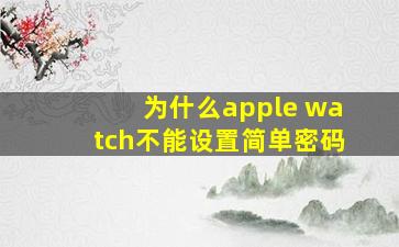 为什么apple watch不能设置简单密码