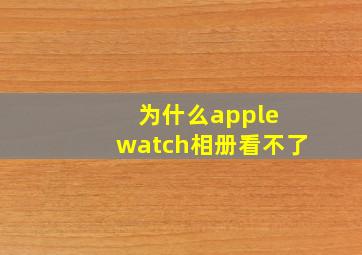 为什么apple watch相册看不了