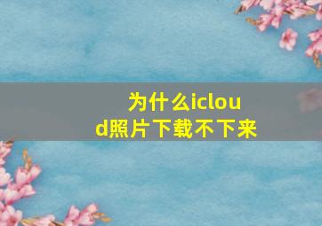 为什么icloud照片下载不下来