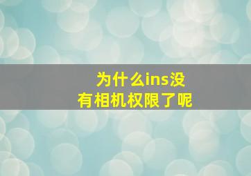 为什么ins没有相机权限了呢