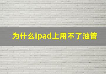 为什么ipad上用不了油管