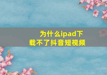 为什么ipad下载不了抖音短视频