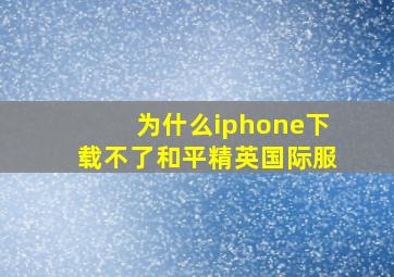 为什么iphone下载不了和平精英国际服