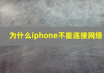 为什么iphone不能连接网络