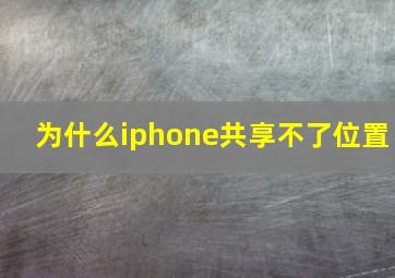 为什么iphone共享不了位置