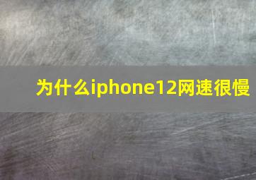 为什么iphone12网速很慢