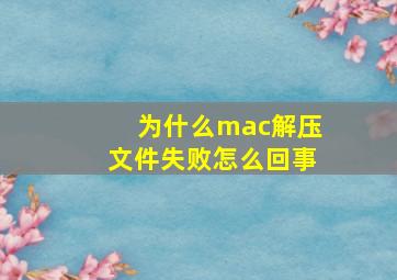 为什么mac解压文件失败怎么回事