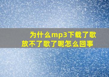 为什么mp3下载了歌放不了歌了呢怎么回事