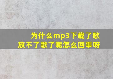 为什么mp3下载了歌放不了歌了呢怎么回事呀