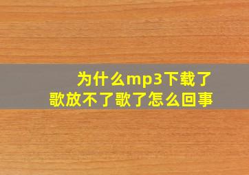 为什么mp3下载了歌放不了歌了怎么回事