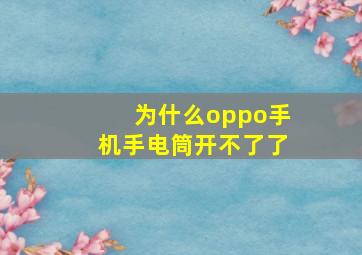 为什么oppo手机手电筒开不了了