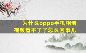 为什么oppo手机相册视频看不了了怎么回事儿