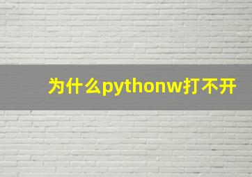 为什么pythonw打不开