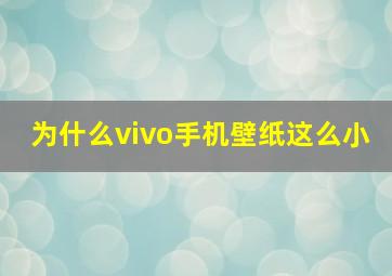 为什么vivo手机壁纸这么小