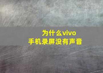 为什么vivo手机录屏没有声音