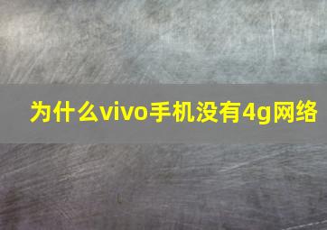 为什么vivo手机没有4g网络