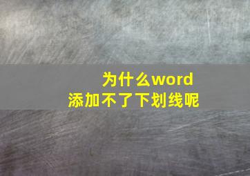 为什么word添加不了下划线呢