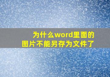 为什么word里面的图片不能另存为文件了