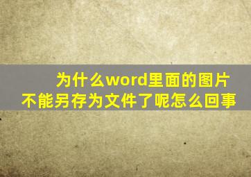 为什么word里面的图片不能另存为文件了呢怎么回事