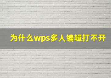 为什么wps多人编辑打不开