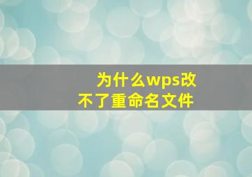 为什么wps改不了重命名文件