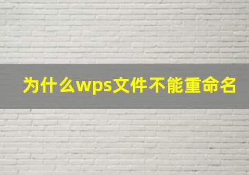 为什么wps文件不能重命名