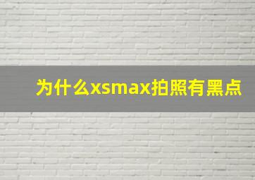 为什么xsmax拍照有黑点