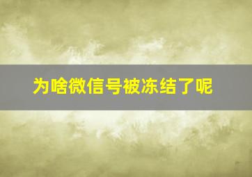 为啥微信号被冻结了呢