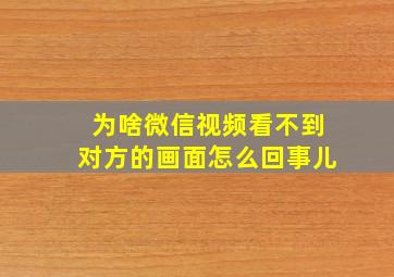 为啥微信视频看不到对方的画面怎么回事儿