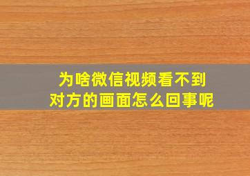 为啥微信视频看不到对方的画面怎么回事呢