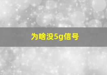 为啥没5g信号