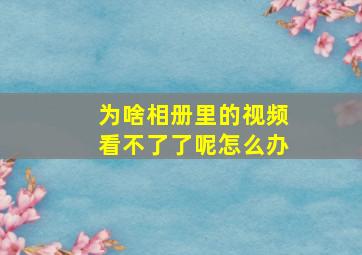 为啥相册里的视频看不了了呢怎么办