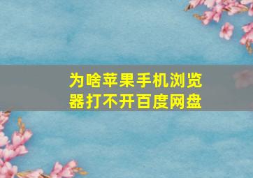 为啥苹果手机浏览器打不开百度网盘