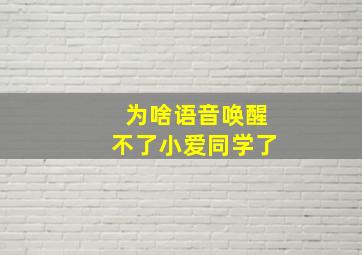 为啥语音唤醒不了小爱同学了