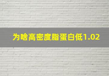 为啥高密度脂蛋白低1.02