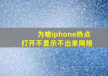 为啥iphone热点打开不显示不出来网络