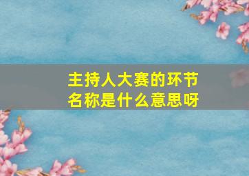 主持人大赛的环节名称是什么意思呀