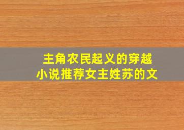 主角农民起义的穿越小说推荐女主姓苏的文