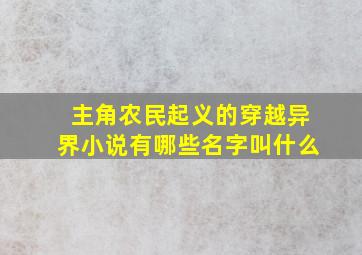 主角农民起义的穿越异界小说有哪些名字叫什么