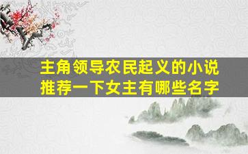 主角领导农民起义的小说推荐一下女主有哪些名字