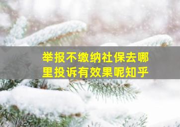 举报不缴纳社保去哪里投诉有效果呢知乎