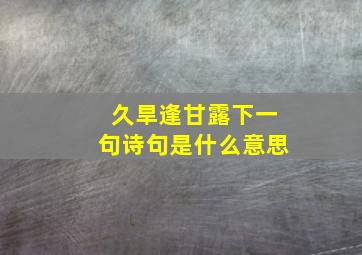 久旱逢甘露下一句诗句是什么意思