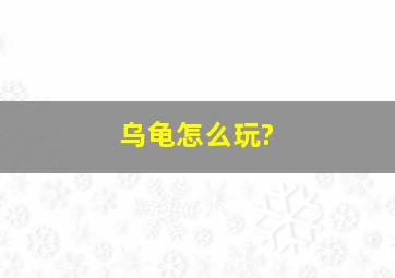 乌龟怎么玩?