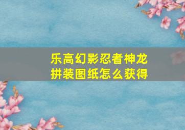 乐高幻影忍者神龙拼装图纸怎么获得